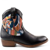 Inkkas Cyprus Western Boot dames laars – bruine leren westernlaars met berg- & mouflon motief – turquoise details – mid-hoog model met comfortabele hak, maat 42