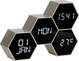 Karlsson Six in the Mix Alarm Clock - Rubberized Gold - 17.5x12x4.5cm