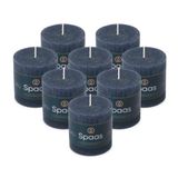 Spaas 8x Rustieke Pillarkaars 70/70 mm 25u, Donkerblauw