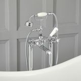 Hudson Reed Elizabeth Topaz Rétro Bain-Douche Robinet sur Colonnes Chromé & Blanc pour Baignoire Ilot