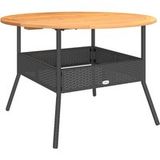 Maison Exclusive - Table de jardin avec plateau en bois, noire, diamètre 110 cm, hauteur 71 cm, en polyrotin