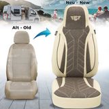 Bremer Sitzbezüge Premium Camper stoelhoezen voor La Marca Ducato Jumper Boxer PLKT211 in Beige/Bruin (2 losse stoelen)