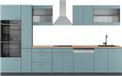 Vicco R-Line Complete keukeneenheid – 350 cm met hoge kast, WB Eik Blauw-grijs/antraciet