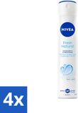 Nivea - Deospray - Men - Fresh Natural - 48 Uur Lang Werkend - 200 ml - 4 Stuks