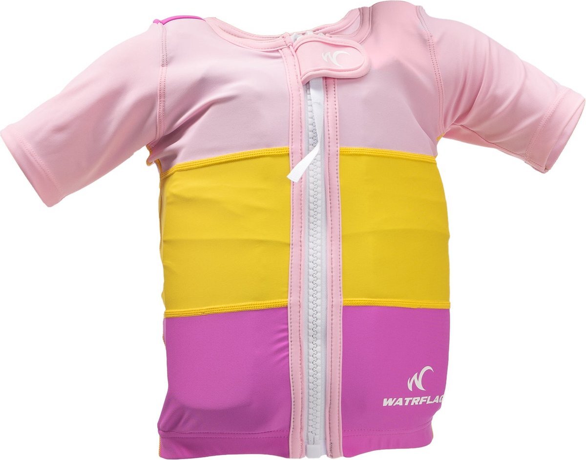 Watrflag Swim Suit Girls - Monaco - Met kort mouwtje- Yellow/Pink/Purple - XXL