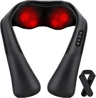 ELEHOT-Store Shiatsu 4D nekmassageapparaat voor schouders, rug, benen, met riem en warmtefunctie, massage thuis, kantoor, auto