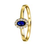 Lucardi Dames ring ovaal met zirkonia - Ring - Cadeau - 14 Karaat Goud - Geelgoud