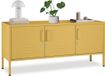 Tectake Armoire en acier - Meuble TV - Jaune