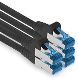1aTTack.de Patchkabel – 5x 0,25m Ethernet-, netwerk-, LAN-kabel CAT6a (voor Gigabit-netwerken, routers, switches, modems met RJ45-ingang – zwart)