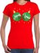 Bellatio Decorations Shoppartners Bv Fout kerst t-shirt - rood - met groene merry Xmas kerstballen - voor dames - kerttrui - kerstkleding XL