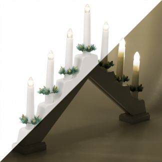 PerfectLED Kaarsenbrug - 39.5 x 31 cm - 7 LEDs - Timer - Wit - Hout