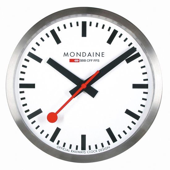 Mondaine Stationsklok Wandklok Ø 40 cm - Wit - Aluminium - Unisex