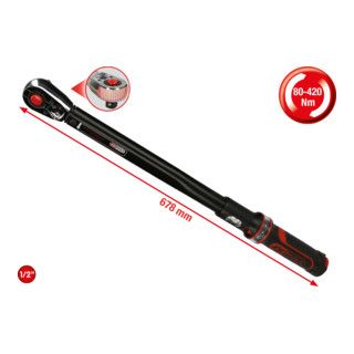 KS Tools 1/2" ERGOTORQUE® precision torque wrench, 80-420Nm