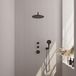 Brauer Black Edition Thermostatische Regendoucheset Inbouw - Hoofddouche 30 cm - Gebogen Wandarm - Handdouche 3 Standen - Doucheslang - Wandaansluitbocht - Mat Zwart