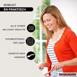 Fackelmann Eterna Set van 2 pannen (24 en 28 cm) en 6 keukengerei, Roestvrij staal