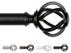 Tringle à rideaux noire avec embouts torsadés en forme de cage, longueur 80-365 cm