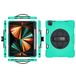 Hoesje voor iPad Pro 12,9 Inch 2022/2021/2020/2018(6e/5e/4e/3e generatie) met potloodhouder, robuuste beschermhoes met 360° draaibare standaard en handriem, smaragdgroen