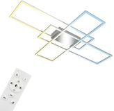 B.K.Licht BRILONER - LED Plafonniére - dimbaar plafondlamp - met afstandsbediening - met geheugenfunctie - met nachtlichtfunctie - met CCT - 104 x 71 x 9,5 cm - zilver