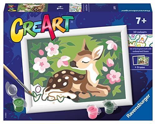Ravensburger 20178 CreArt Floral Fawn Numbers voor kinderen-Schilderen Kunsten en Ambachten Kits voor Leeftijd 7 Jaar