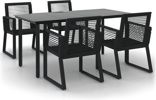 vidaXL 5-delige Tuinset PVC-rattan zwart