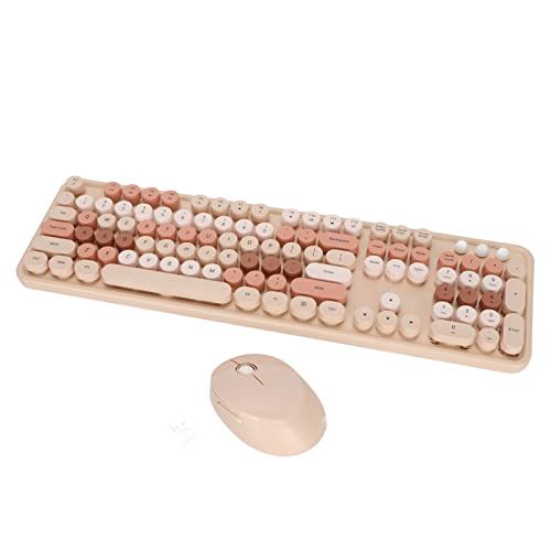 Topiky Draadloos Toetsenbord en Muis - Polychroom - Retro - 2.4G USB - Lange(zoete melk thee kleur)