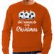 Bellatio Decorations Foute Kersttrui / sweater voor heren - voetbal Kerstbal - All I wanna do - oranje M