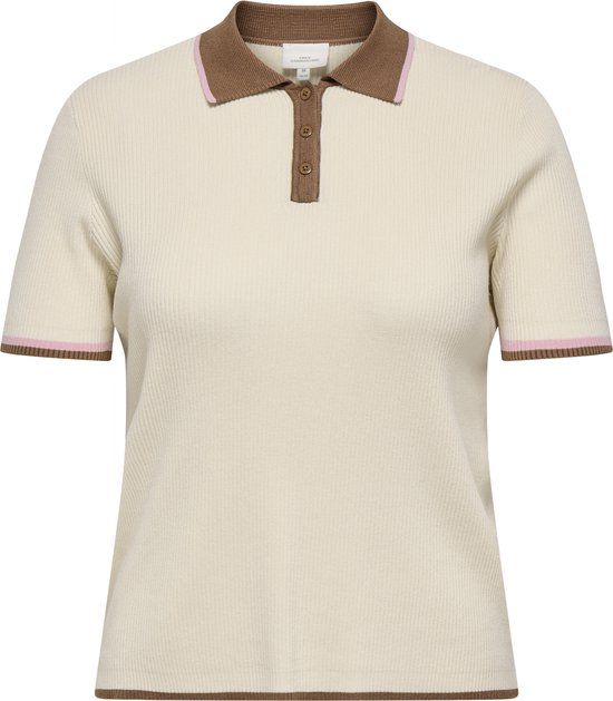 ONLY CARMAKOMA CARMEDDI LIFE SS CONTRAST POLO KNT - Vrouwen - Polo's - Maat 46-48 - Ecru
