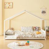 en.casa Kinderbed Simo Huisbed 200x140 cm Wit