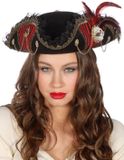 Wilbers & Wilbers Piratenhoed luxe zwart/rood gestreept