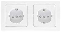 ChiliTec Delphi - 2 inbouwstopcontacten - 2 stopcontacten met inbouwframe - dubbel stopcontact - steekklem - wit