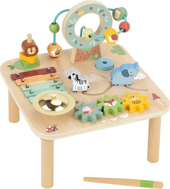 Tooky Toy Houten Bosvrienden Activiteitentafel – 8-in-1 Stimulerend Speelcentrum – 29,5 × 29,5 × 28 cm – Vanaf ±18 maanden