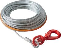 Câble de treuil en acier galvanisé, 3/8 pouce x 75 pieds, résistance à la rupture de 15 200 lb, câble de treuil métallique avec crochet pivotant, câble de remorquage robuste, ajustement universel pour SUV, gros véhicule tout-terrain, camion
