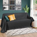 Beautissu Romantica Bedsprei 210x280cm Suède-Look Antraciet