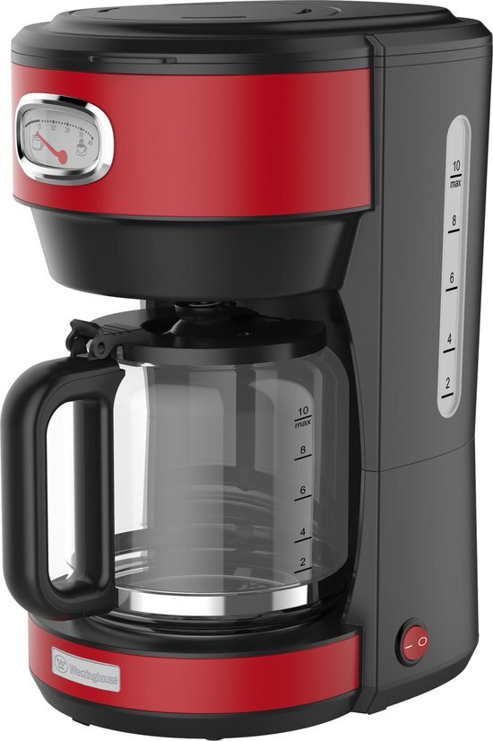 Westinghouse Retro Serie - Koffiezetapparaat - Filterkoffie Machine - Rood - Met Herbruikbare Filter - 10 Koppen Koffie rood