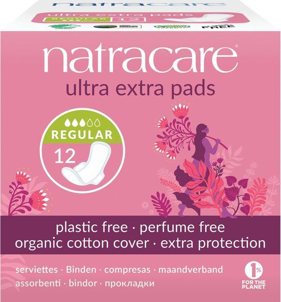 Natracare Ultra Extra Maandverband met Vleugels Normaal 12 stuks
