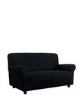 Più Bello Bi-elastische bankovertrekken, zwart, polyester, 3 plaatsen