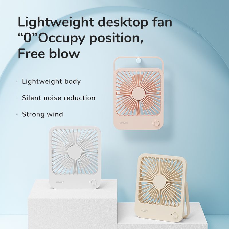 JISULIFE Draagbare kleine bureauventilator Ultrastille tafelventilator USB oplaadbare koelventilator met 4 snelheden Krachtige windkantorenventilator