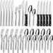 Set de cuisine pour 6 personnes - Set de 36 pièces en acier inoxydable avec couteaux à steak