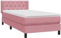 vidaXL Boxspring met matras fluweel roze 80x220 cm