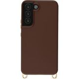Selencia Rivièra MagSafe Backcover met afneembare haakjes voor de Samsung Galaxy S22 - Choco Brown