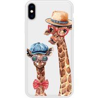 Apple iPhone X Funny girafe Verstevigd hoesje met sublimatie bedrukking