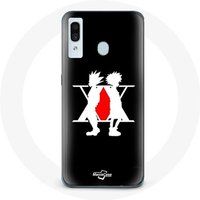 Maniacase Hoesje voor Samsung Galaxy A20 Hunter x Hunter Manga Logo Zwarte Achtergrond