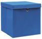 Merkloos Set van 10 Opbergdozen met Deksel 28 x 28 x 28 cm Blauw