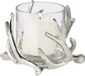 EDZARD windlicht Kingston in hertengewei ontwerp, vernikkeld aluminium, met glas, hoogte 13 cm, diameter 15 cm
