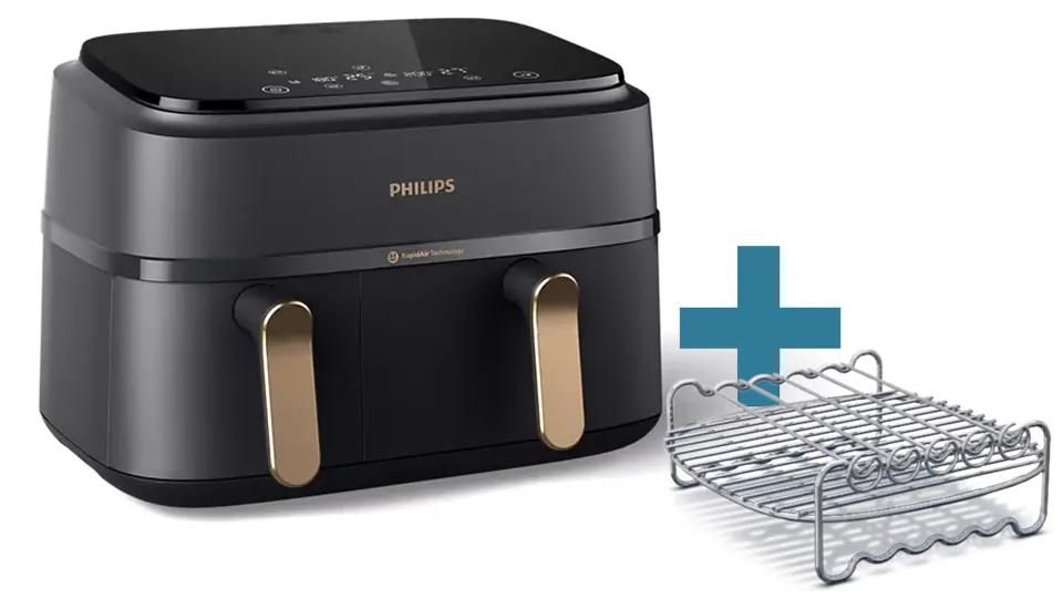 Philips 3000 Series NA352/04 Airfryer - 9L Dual Basket - Copper/Grey
