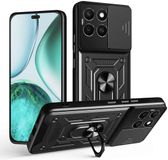 Techsuit Hoesje geschikt voor HONOR X8c - Camshield Back Cover - Zwart