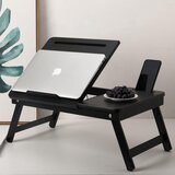 Decopatent® Laptoptafel verstelbaar in hoogte & inklapbaar - bamboe houten - Zwart