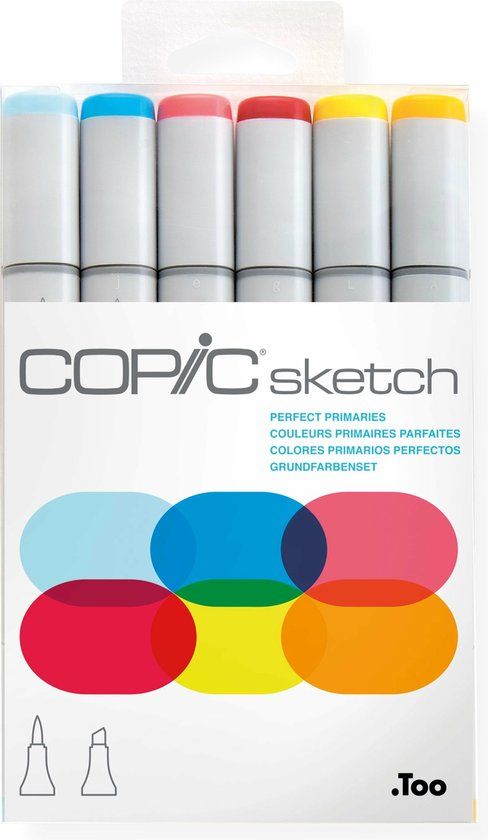 Copic Sketch Marker Set "Perfect Primaries" - 6 Colors - Alcohol Markers