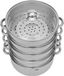 Inox four à vapeur - Casserole vapeur avec 5 niveaux - Diamètre 30 cm - Durable - Facile à nettoyer - Rouge