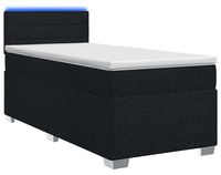 vidaXL Boxspringbed met matras en LED-verlichting, zwart, 90 x 190 cm, stof